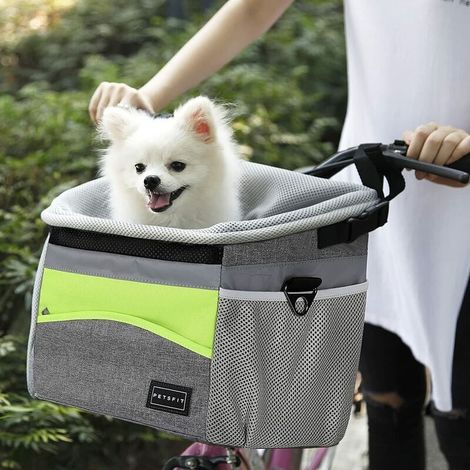 Sac de transport multifonctionnel pour vélo pour animaux de compagnie sac à bandoulière de sortie pour chien et chat panier de voiture gris (1/5)