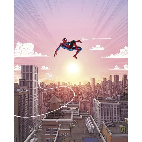 Papier peint panoramique - Marvel Spider-Man Swinging Through the Air - Taille: 200 x 250 cm (1/5)
