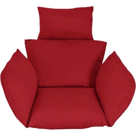 Coussin de rechange XXL pour fauteuil suspendu, assise et dossier, housse déhoussable et lavable, polyester, coloris rouge vif, version imperméable