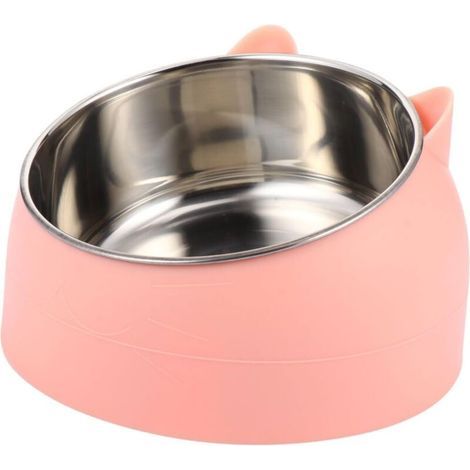 Bol Surélevé Incliné Acier Inoxydable pour Chat et Petit Chien Bol Incliné Renversement Protection du Cou Vomissements (1/5)