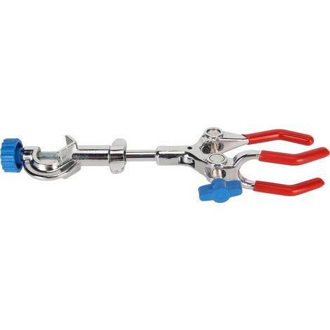 Pince de laboratoire à trois mâchoires revêtue de caoutchouc et à pression réglable, adaptée à la préhension d'objets jusqu'à 3,5 pouces de diamètre. (1/5)