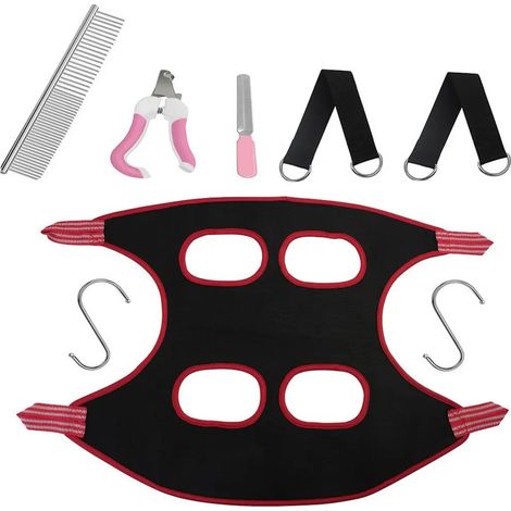 Jeu Aseo Hamaca pour chiens noirs et rouges L (1/4)