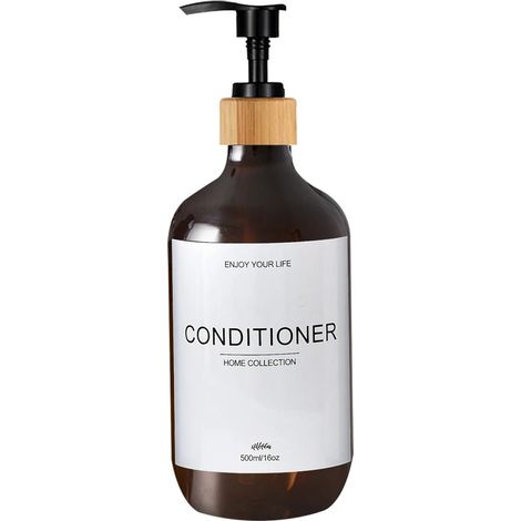 (B-Amber-conditioner-500ml) Flacon distributeur de shampoing, gel douche et après-shampoing étanche, pré-étiqueté et rechargeable. (1/5)