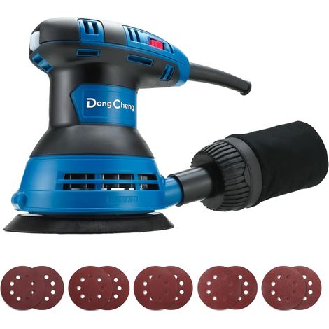 Ponceuse excentrique 300 W, 125 mm, 6 vitesses 4000-12000 tr/min, 10 types de papier de verre, Ponceuse orbitale aléatoire, idéale pour les travaux de bricolage (1/5)