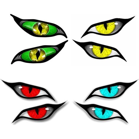 Autocollant Voiture, 4 Paires Autocollant réfléchissant 3D mauvais yeux,Mauvais œil Autocollant Voiture, Autocollant Monster, Intéressant Autocollant Moto, pour voiture moto casque rouge scooter