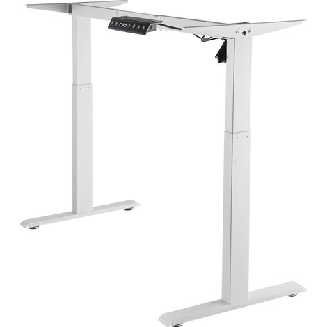 Elektrisches Stehschreibtischgestell, höhenverstellbar von 70 bis 117 cm und längenverstellbar von 95 bis 158 cm, ergonomische Basis für DIY-Arbeitsplätze, für Zuhause und Büro (nur weißes Gestell). (1/5)