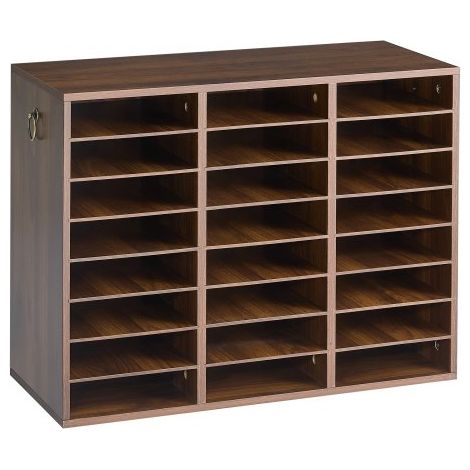 Trieur de Documents de Bureau en Bois avec 24 Compartiments, Brun (1/3)