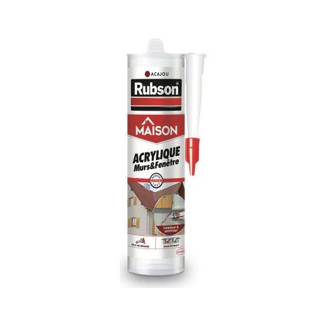 Rubson Mastic Maison Acrylique Murs & Fenêtres, mastic acrylique couleur acajou pour intérieur & extérieur, comble fissure, joint porte et fenêtre, Cartouche de 280 ml