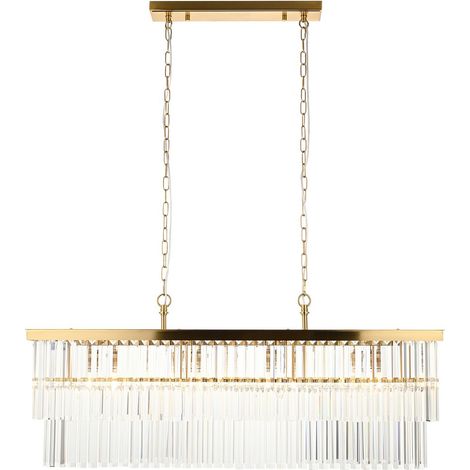 Endon Conaston Plafonnier suspendu de bar en laiton vieilli brossé et verre transparent 4x E14