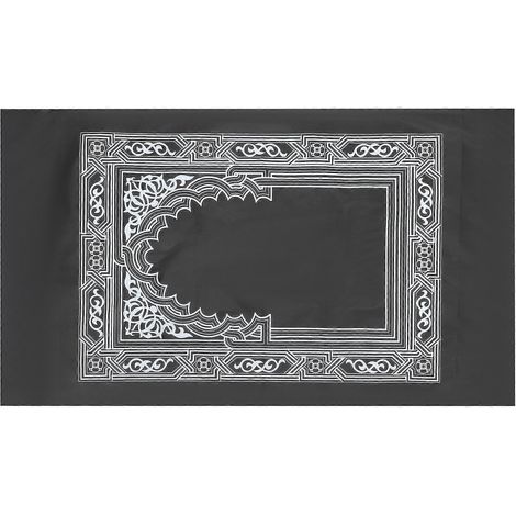 Tapis de prière islamique portable avec boussole, tapis de prière décoratif musulman-100X60X1CM-Black (1/4)