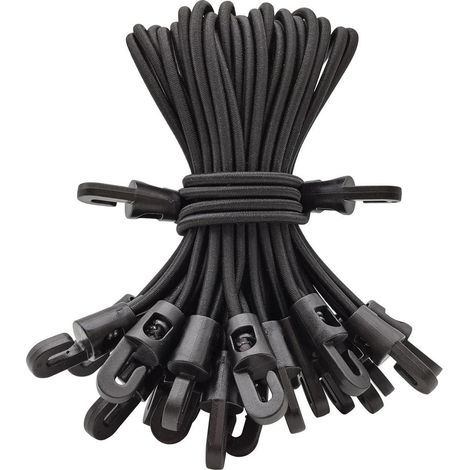 Spanngummis mit Haken 15cm, 25 Stück, Schwarz, für Planen & Camping (1/5)