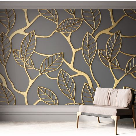 Papier peint autocollant adhésif avec imprimé motifs uniques apparence moderne Feuilles élégantes 312x219 cm (1/5)
