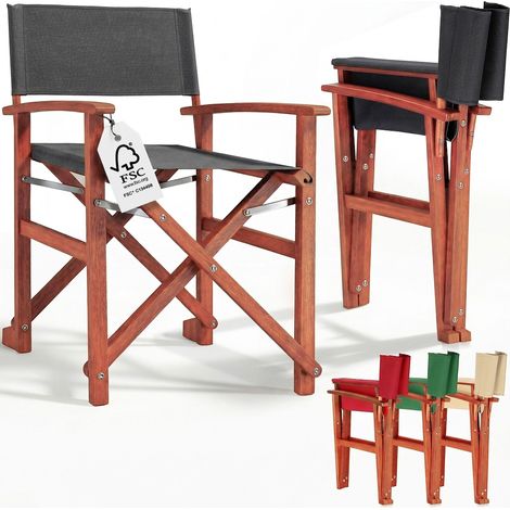 CASARIA® Regiestuhl aus FSC® Eukalyptusholz – Klappbarer Gartenstuhl mit Armlehnen, waschbarem Bezug & 46 cm Sitzhöhe, bis 160 kg belastbar – Holzstuhl für Balkon, Terrasse & Camping Rot, 1 (1/2)