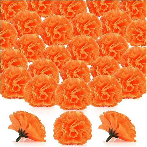 Fleurs de souci en vrac, 100 pièces de fleurs artificielles pour guirlandes, fausses fleurs de souci en soie, orange-AquaForge (1/5)