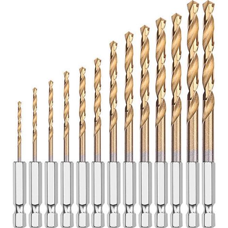 Set mit 13 HSS-Co-Metallbohrern, Spiralbohrern aus Kobaltstahl, Profi-Set mit Aufbewahrungskoffer und Sechskantgriff für Winkelschleifer und elektrische Bohrmaschinen (1/4)