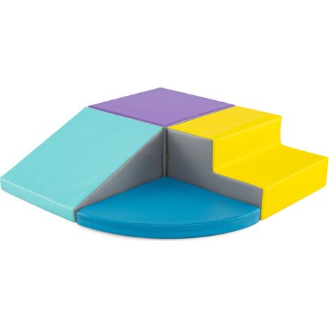 Lot de 4 blocs en mousse pour enfants 46 x 46 x 25 cm amusement sécurisé contemporain en PU bleu
