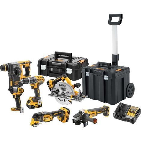 Dewalt – Pack de 12 outils électroportatifs sans fil – 2 batteries 5Ah – Chargeur inclus – Pour perçage, meulage et découpe – DCK624P3T