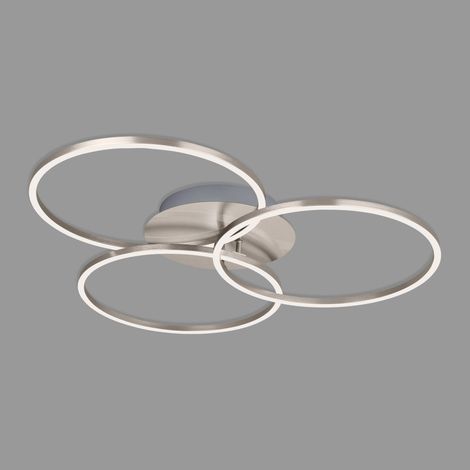 Plafonnier LED dimmable par étapes, température de couleur blanc chaud, plafonnier LED, lampe de salon, lampe de chambre à coucher, lampe de cuisine, 71,7x67,4x10,3 cm, nickel mat (1/5)