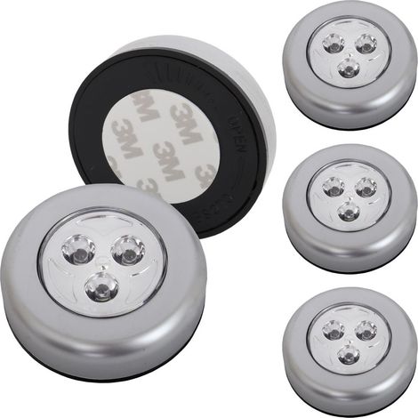 LED Touchlampe Schrankleuchten 3x exkl. Batterie selbstklebend Ø6,8cm Briloner