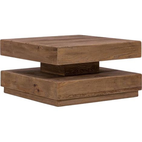 Table basse carrée à double plateau en bois recyclé Blaise (1/5)