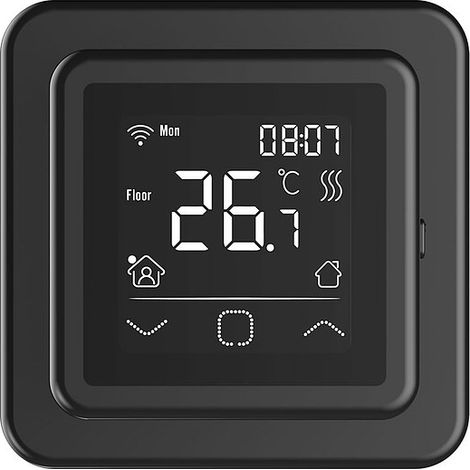 Riberger C16 WiFi Thermostat Fußbodenheizungen digital WLAN, Schwarz, Raumthermostat 230V inkl. Sensor für elektrische Fußbodenheizungen (1/2)