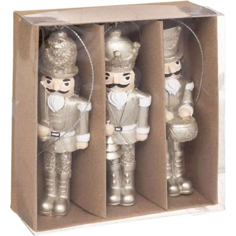 Paris Prix - Lot De 3 Sujets De Noël casse Noisette 10cm Or (1/2)