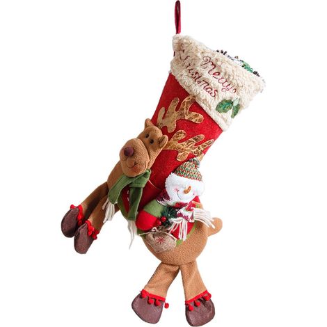Chaussette De Noel En Forme De Bonhomme De Neige Sur Renne Sac A Cadeaux Decoration Festive Style B-KZQ (1/2)