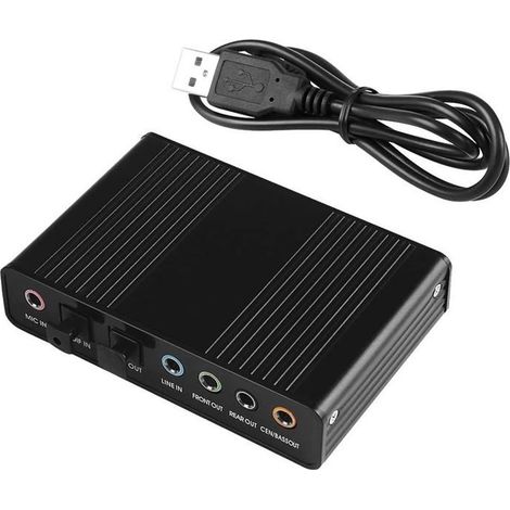 Carte son externe USB 2.0 6 canaux 5.1 Surround optique SPDIF adaptateur audio pour enregistrement sur PC portable Label (1/4)