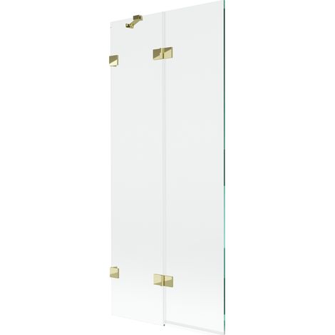 Mexen Lunar Duschwand 2-flügelig links 80 x 150 cm, transparent, gold - 897-080-100-50-00-L (1/5)