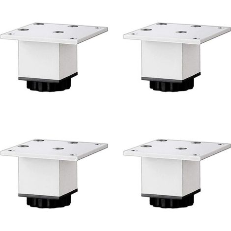 Pieds de meuble de cuisine et de salle de bain en alliage d'aluminium, pieds de meuble carrés réglables, argent givré, 4 pièces (5 cm/2 pouces) (1/4)