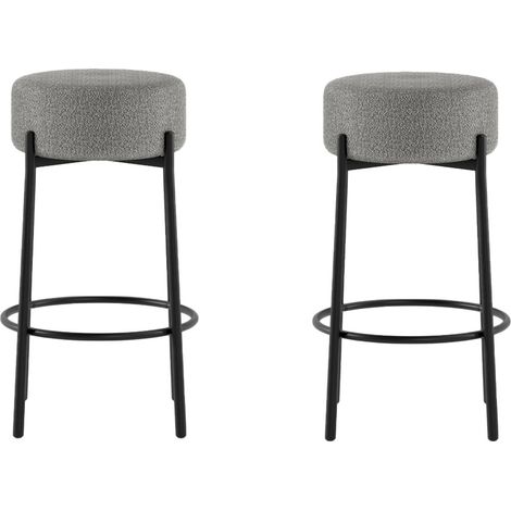 Set 2 Sgabelli Syd 41x41x67 cm in Tessuto Grigio Scuro (1/5)