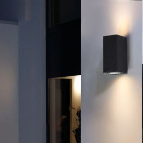 Applique da parete rettangolare doppia luce GU10 design moderno per esterno giardino impermeabile IP65 bianco grigio nero Nero