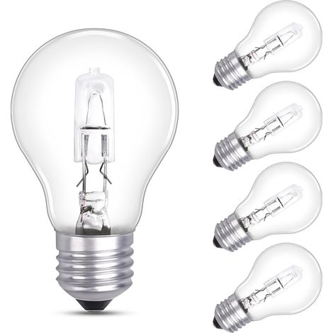 Lot de 5 Ampoule E27 42W Dimmable, Ampoule Globe A55 Culot Edison à vis, Blanc Chaud 2700K 570LM, AC 220 240V, ampoule E27 Transparente pour Lustre, Lampe de Table, Applique Murale