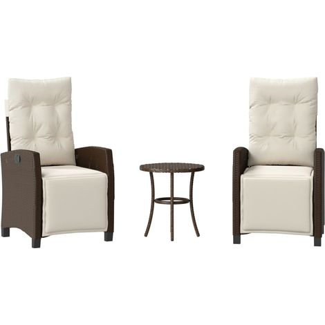 Maison Exclusive - Set Bistrò 3 pz con Cuscini Marrone in Polyrattan