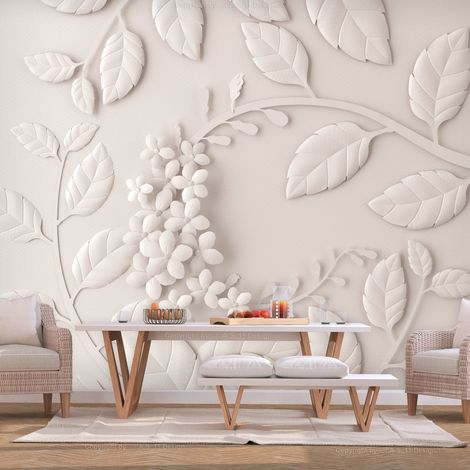 Fotomurale adesivo - Paper Flowers (Cream) - 392x280 (1/4)
