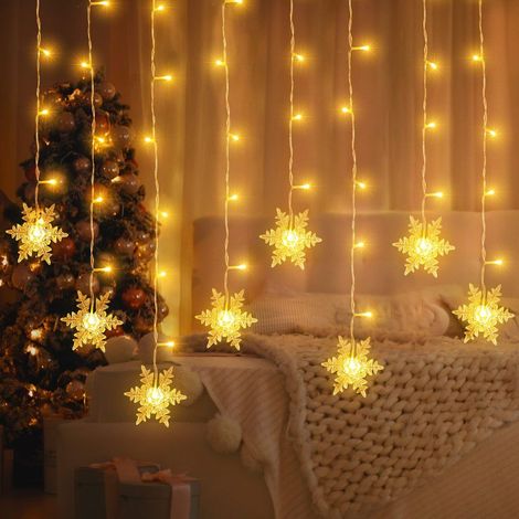Snowflake String Lights, 8 Modes Waterproof Christmas Decoration Indoor Outdoor Window Balcony Decoration (3.5m Plug) (1/5)