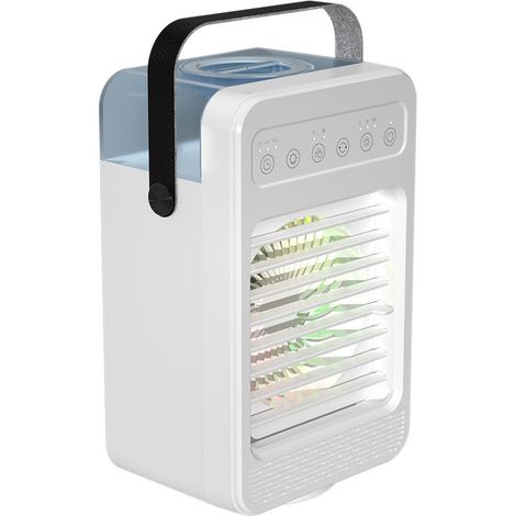 Ventilatore/condizionatore portatile da tavolo, 4 in 1, oscillazione a 70°, 4 velocità, 2 tipi di getto, bianco (1/5)