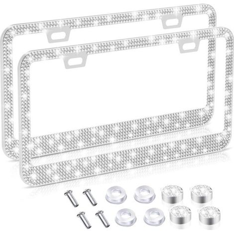 Cadre De Plaque D'immatriculation - Strass En Verre Trempé - Acier Inoxydable AISI 304 - Convient Aux Plaques Européennes 520 X 110 Mm - 2 Unités (1/5)