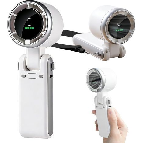 Ventilateur portable 3-en-1 pliable à 180°, 5 vitesses, batterie rechargeable 4000 mAh, charge USB-C, idéal pour voyage, extérieur, maison et bureau (1/5)