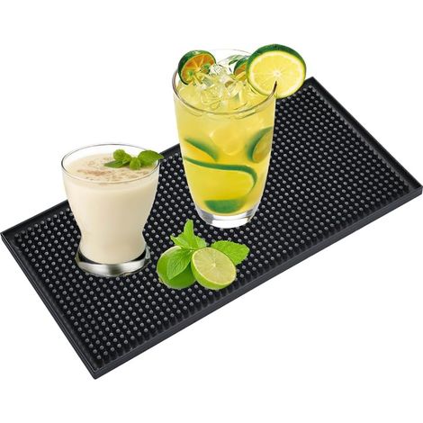 Tapis de Séchage Vaisselle 30X15X1cm Noir égouttoir à Caoutchouc pour Sécher la et Les Verres Tasse -'Parent'-'- (1/5)