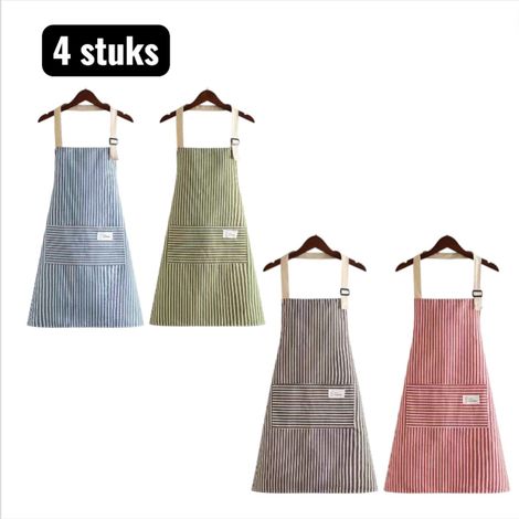 tablier de cuisine et de barbecue en lin rayé respirant et élégant parfait pour la cuisine et la pâtisserie disponible en quatre couleurs lot de 4 tabliers (1/5)