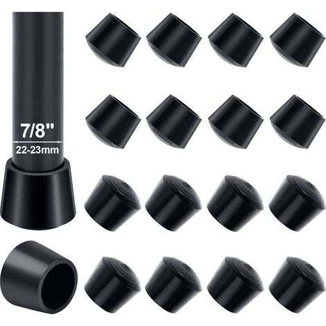 16 Stuhlbeinkappen, 22–23 mm, Gummikappen, schützen Böden vor Lärm und Kratzern, 22 mm Innendurchmesser, Schwarz (1/5)