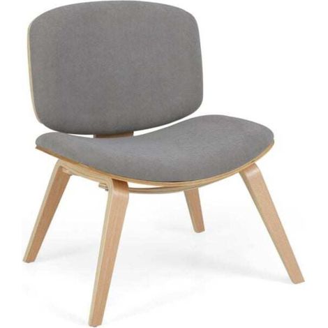 Maison et télétravail, chaise sans accoudoirs facile à ranger sous la table, dossier courbé, coussin gris (1/2)