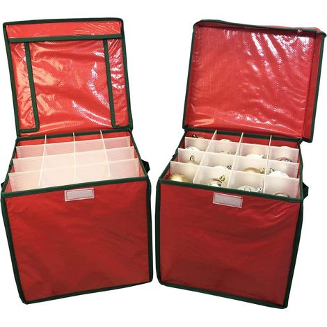 Christmas Bauble Decorations Storage Box with 64 Compartments Each (Set of 2) (1/5)
