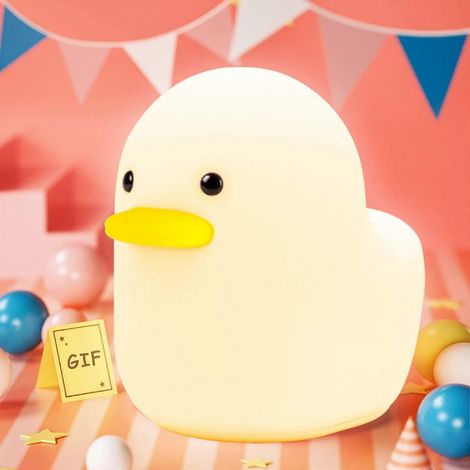 Veilleuse LED canard pour enfants, lampe de chevet en silicone rechargeable par USB, lampe de chevet animal mignonne avec (1/4)