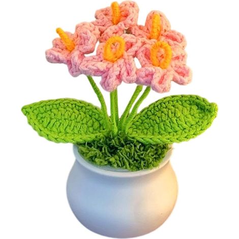 plante en pot au crochet, myosotis artificiel, mini plante en pot, tissée à la main, décoration pour la maison, le bureau ou la voiture, attentionnée-AquaForge (1/5)
