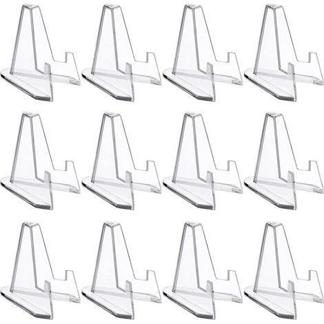 Pair CSPARKV (4×4×5.4cm)Lot de 12 supports de plaque en acrylique, antidérapants et transparents, support de cadre photo, support d'affichage multifonction pour pièces de monnaie, montres de poche, mé (1/4)