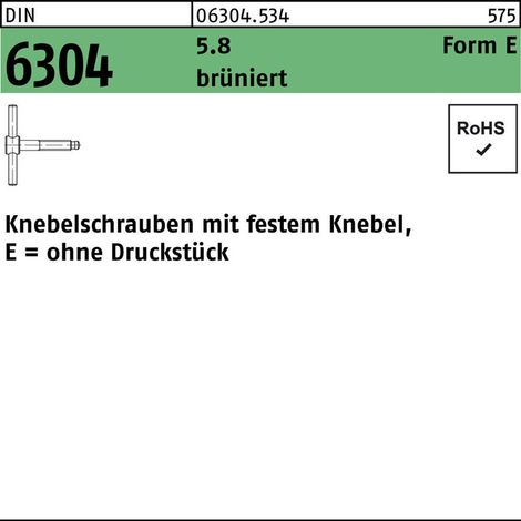 DIN 6304 Form E Knebelschraube M10x70 Stahl 5.8 brüniert m. festem Knebel (1/2)