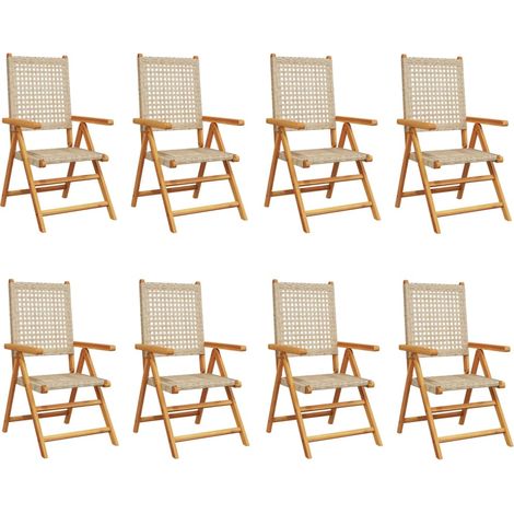 Maison Exclusive - Gartenstuhl Verstellbar 8 Stk. Beige Poly Ratt