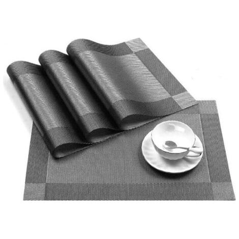 BUNTHAUS Lot de 6 sets de table en PVC lavables, coloris gris argent, décoration de table moderne (1/5)